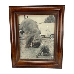 Vtg Magazine Circus Elephant Boy Handstand Photo Framed Billy Smarts Truck